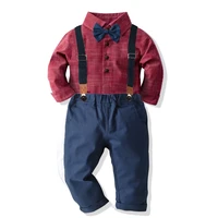 toddler boys clothes 1 2 3 4 5 6 years kids formal suit shirt navy pants belt 4 piece children party outfits fall costume