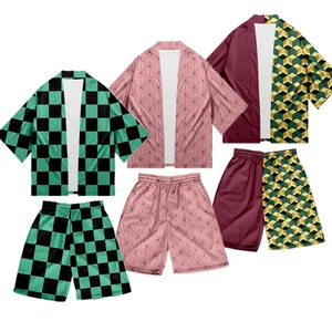 Костюм рассекающий демонов Kimetsu no Yaiba, костюм камадо танджиро, пальто и шорты для косплея, женский костюм томиока Giyuu, мужские топы и шорты