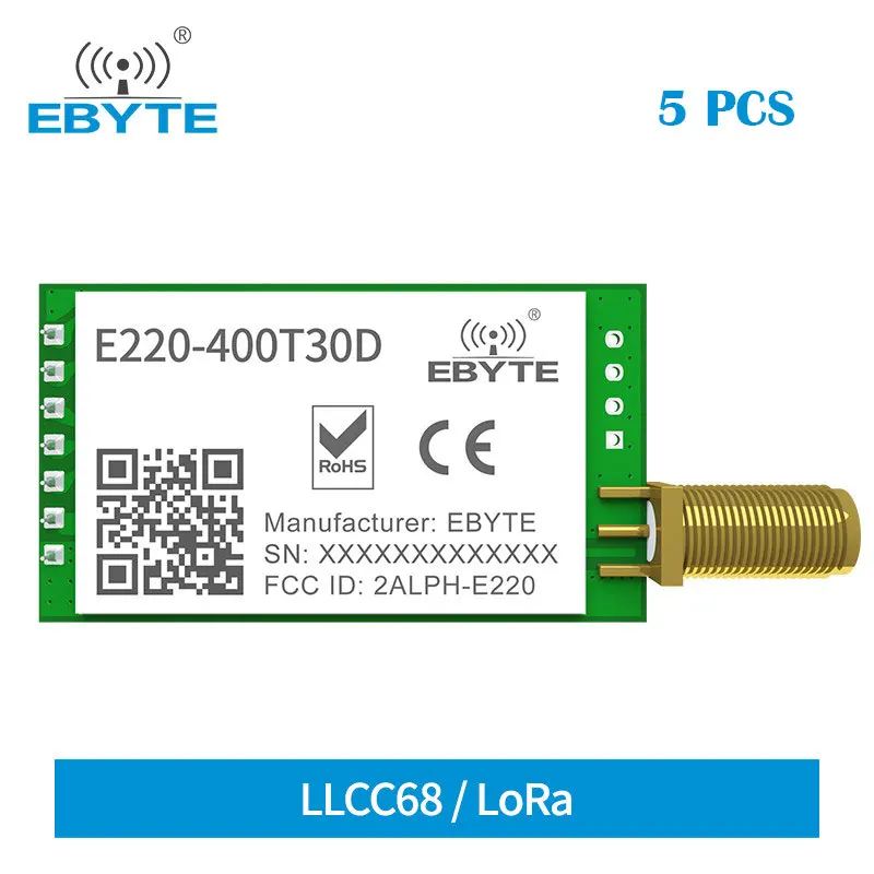 

5 шт., беспроводной модуль LLCC68 433 МГц LoRa, 470 МГц, 30 дБм, диапазон 10 км
