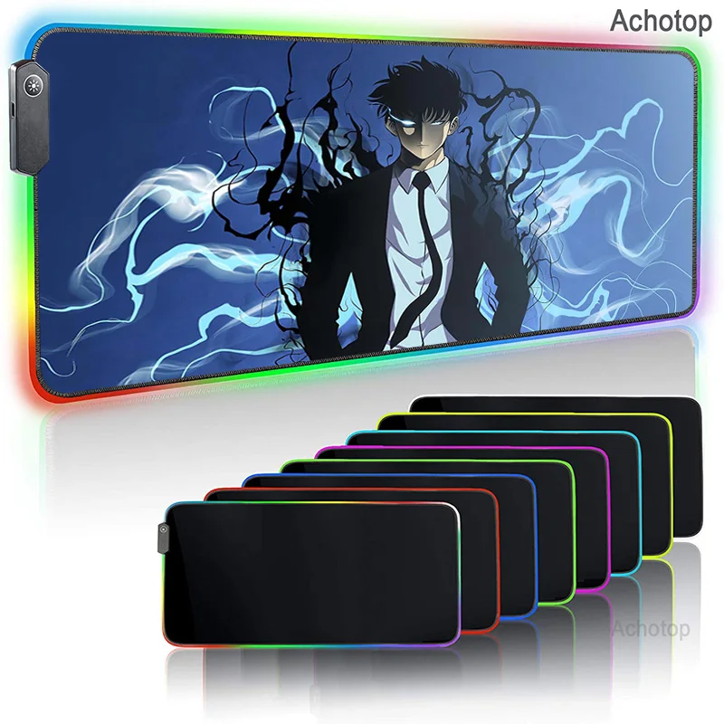 

Solo Leveling RGB Large Gaming Mouse Pad Colorful Mouse Mat Keyboard Mat Table Mat Desk Mat For Notebook Laptop Gamer Mousepad