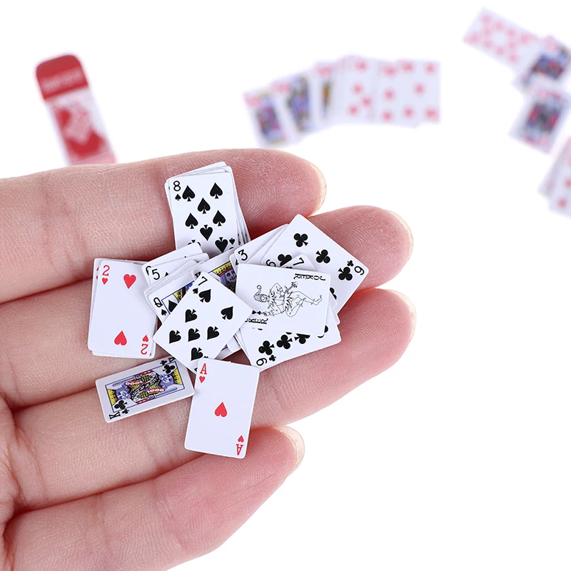 

1 Set 1:12 Cute Miniature Doll house Cute Mini Poker Playing Cards For Mini Cute Poker Doll Accessorie Doll Toys Decoration