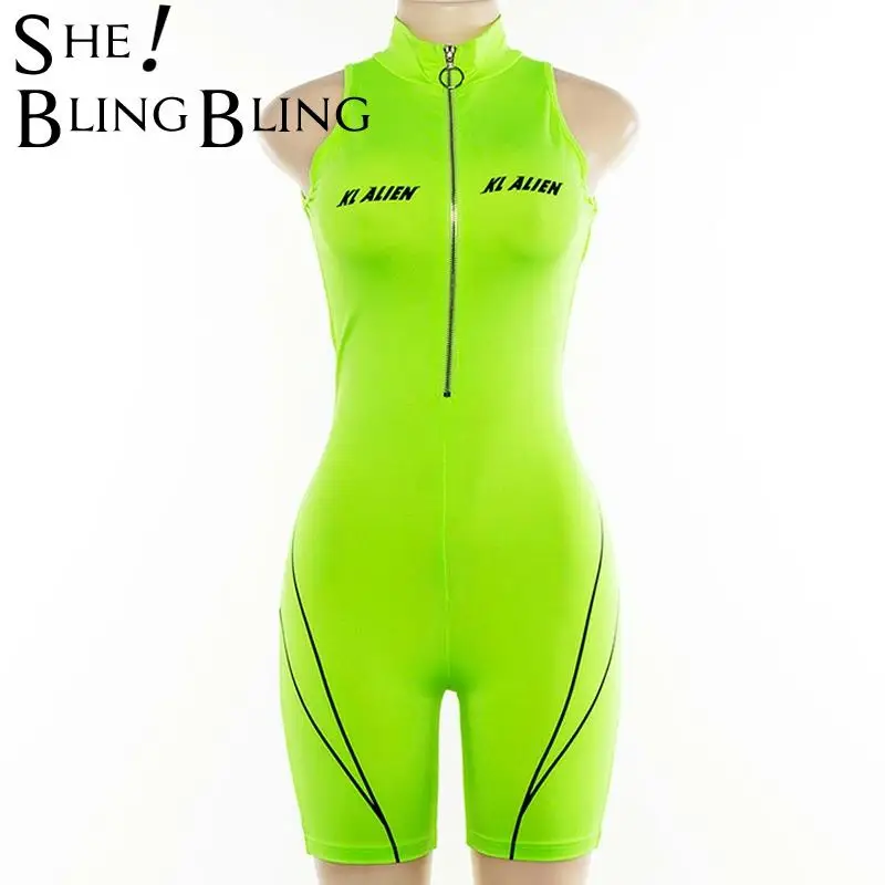 Женский комбинезон SheBlingBling на молнии спереди с круглым вырезом водолазка без