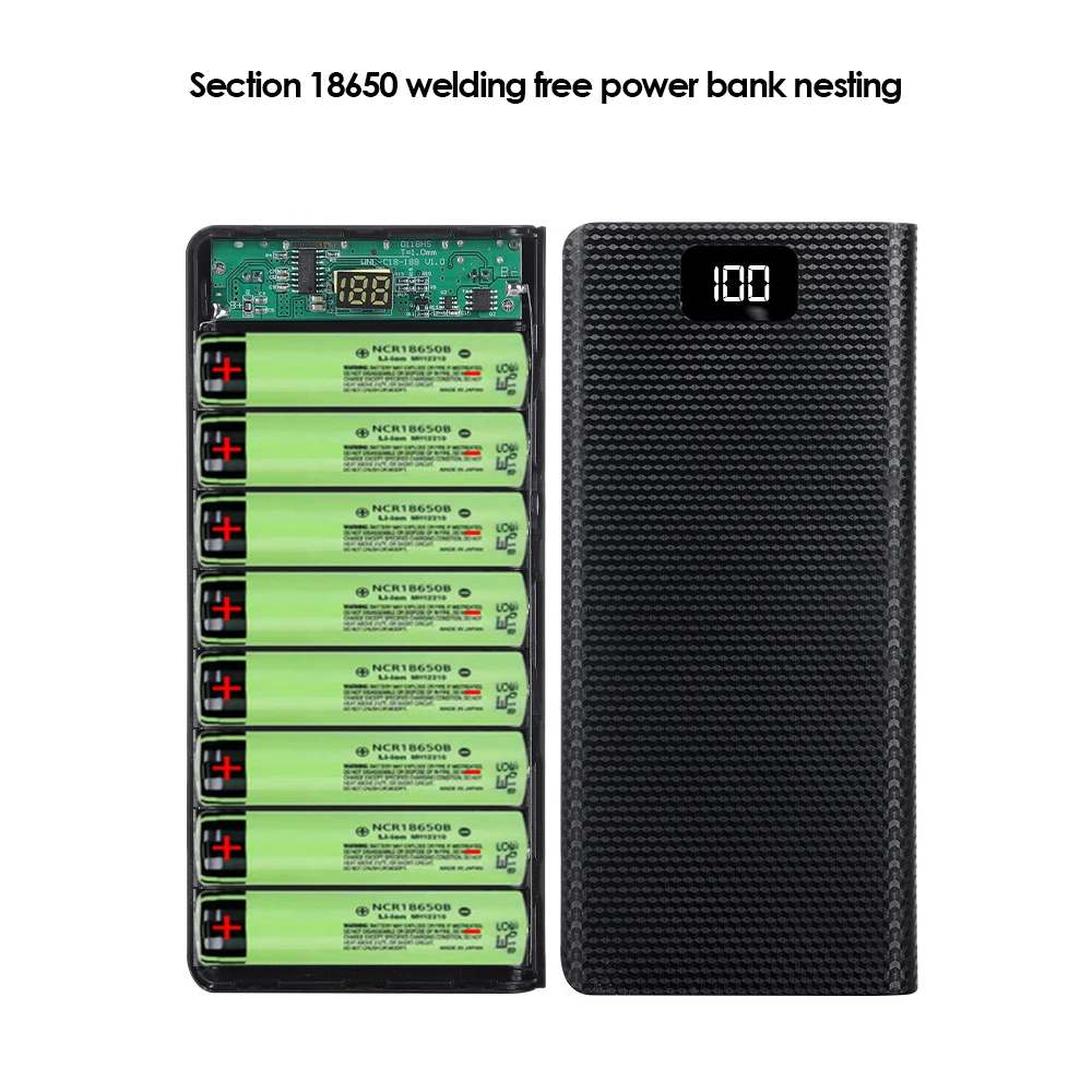 

DIY 8x18650 Battery Holder Power Bank DIY 18650 Box Case Portable LCD Display Dual USB Port Battery Box Powerbank Case