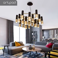 artpad postmodern luxury chandelier aluminium golden black dim g9 hanging lamp led dining room living room suspension fixture