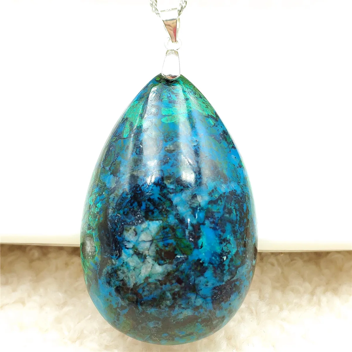 

Genuine Natural Malachite Green Blue Chrysocolla Pendant 47x30x12mm Gemstone Women Men Water Drop Jewelry AAAAA