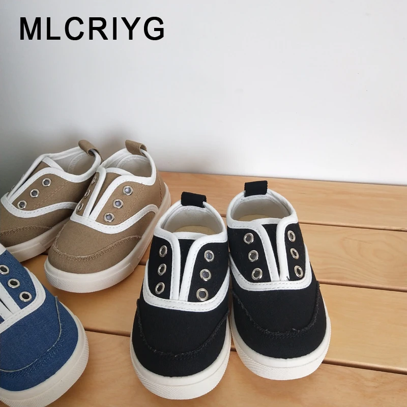 

Кроссовки детские без шнуровки, повседневные холщовые спортивные, массивные, для начинающих ходить мальчиков и девочек, на осень