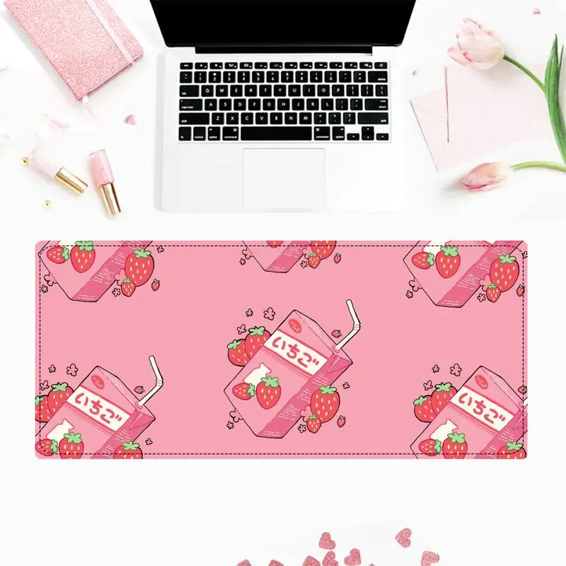 

Kawaii Japanese Strawberry Milk Customized Laptop Gaming Mouse Pad Free Shipping Large Mouse Pad Keyboards Mat
