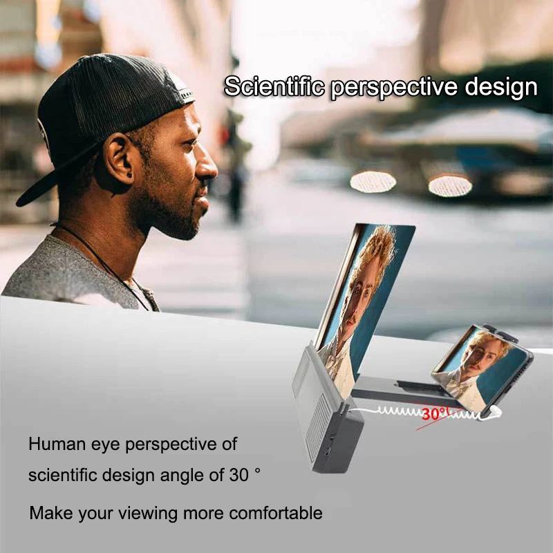 

Mobile Phone HD Projection 12 Inch Screen Magnifier with Speaker for Home Office JR Deals