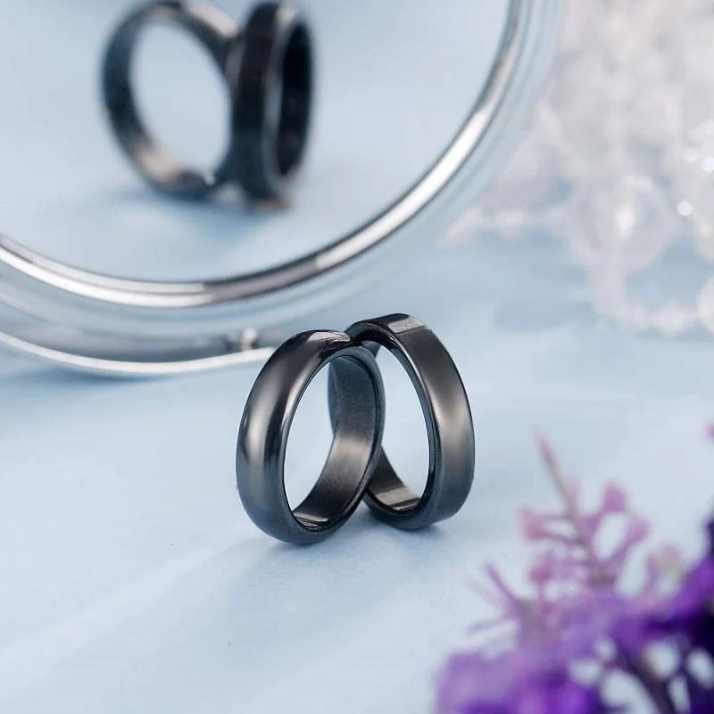 2021 Новинка Готический стиль Гематита пара кольцо для Для женщин мужские черные
