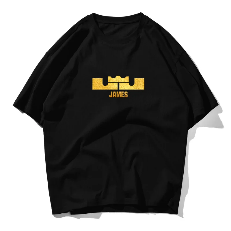 

James Crown Print Oversized Tshirts Harajuku Casual Streetwear Tops Tees Hip Hop Summer Short Sleeve T Shirts