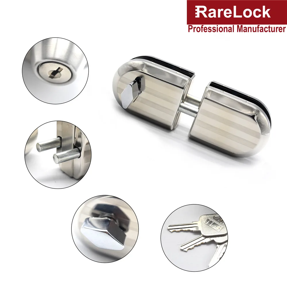 

Glass Door Lock with 3 Keys for Bathroom Window Shop Office Hotel Rarelock MMS239 dd