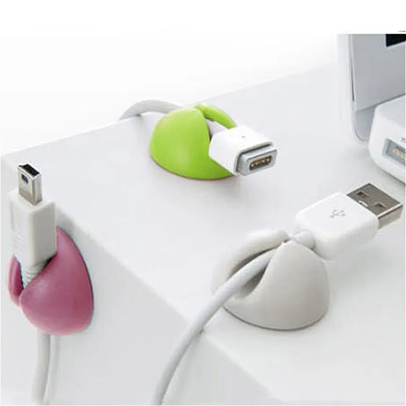 

5Pcs Mini Solid Desk Set Wire Clip Organizer Bobbin Winder Wrap Cord Cable Manager Mouse USB Keyboard Lines Office Accessories