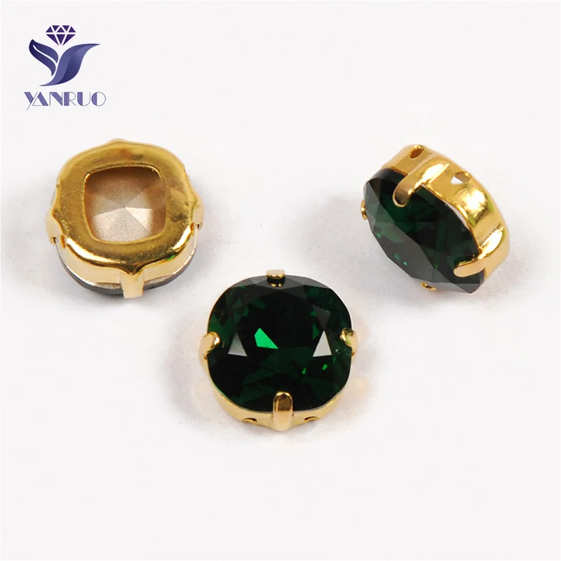 Emerald Yanruo 4470 Подушка сшита камни Комплект «сделай сам» с острым носком задняя хрустальные стразы, горный хрусталь для платья, украшение - Цвет: Emerald