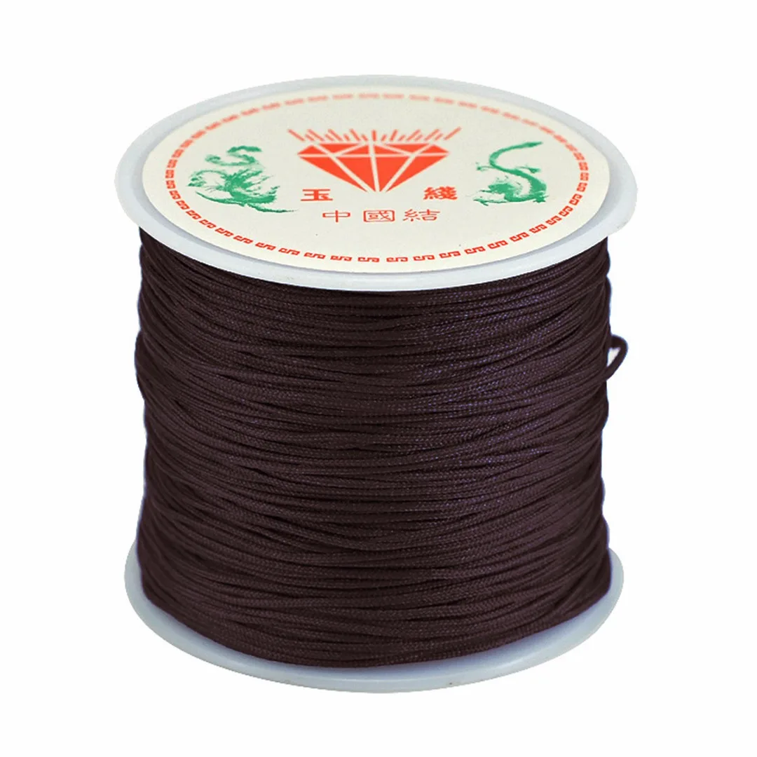 Dark brown 45 м x 0,8 мм нейлоновый шнур, китайский УЗЕЛКОВЫЙ шнур, браслет макраме, плетеные стринги, сделай сам, кисточки вышивка бисером, ручная работа - Цвет: Dark brown