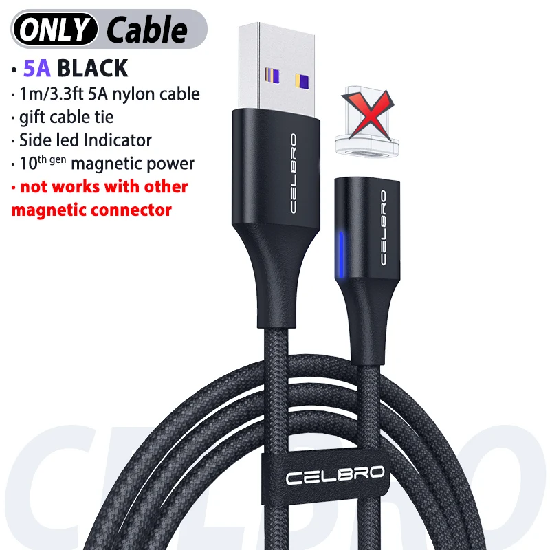 5А Магнитный USB кабель для зарядки Micro Type C быстрой магнитный Samsung S20 Note10 + Huawei