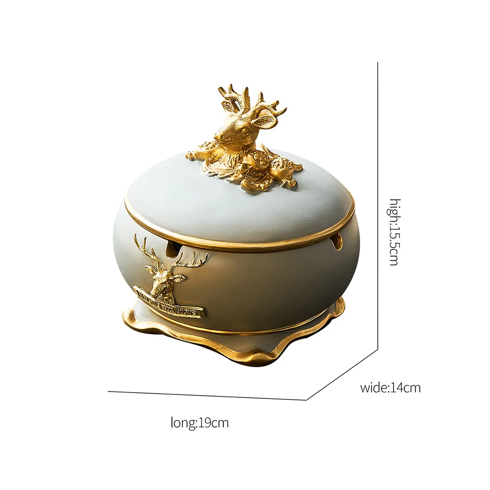 

Nordic Home Decoration Resin Ashtray Tissue Boxes Multi-function Storage Boxes Golden Deer Head Model Desktop Decoration Gifts