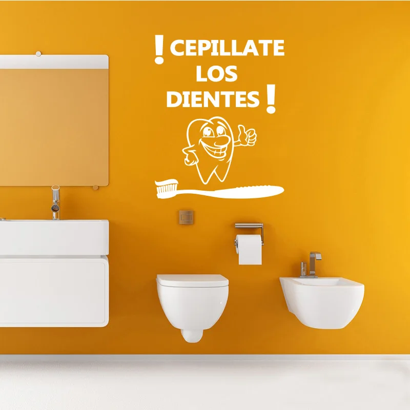 

Vinyl wall sticker funny brushing teeth removable art wallpaper mural decal poster for bathroom bathroom house decoration GW054