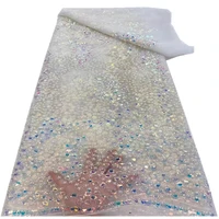 2021 high quality african lace fabricsfrench net embroidery sequins tulle lace fabric for nigerian wedding dress%c2%a0%c2%a0rf 325