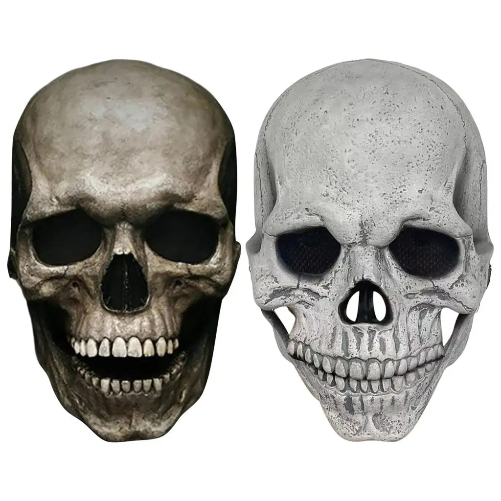 

Маска с черепом на всю голову, маска со скелетом, маска на Хэллоуин, ужасная маска от зла, шлем с подвижными челюстями, косплевечерние, вечери...
