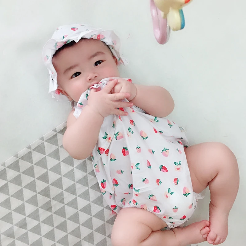 

2020 Baby Rompers Strawberry / Floral Print Short Sleeve Kids Girls And Boys Bodysuit Newborn Clothes