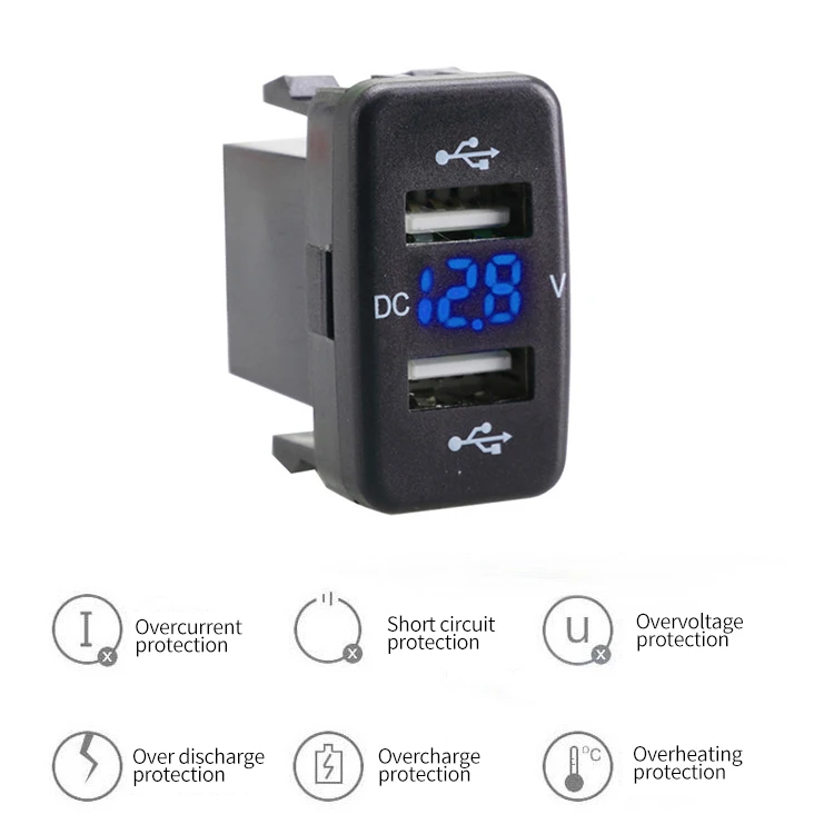 Автомобильное зарядное устройство с двумя USB-портами 2 1 А 12-24 В СВЕТОДИОДНЫЙ