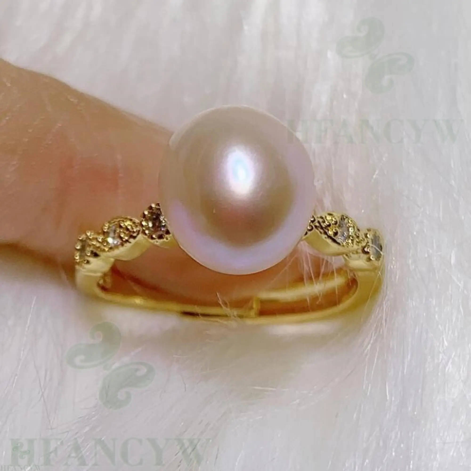 Розовое барокко жемчужное открытое регулируемое Золотое кольцо безупречные