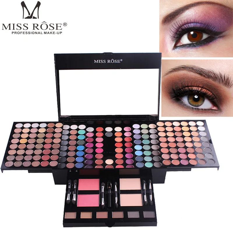 

MISS ROSE Brand 180color Eyeshadow Palette Matte Nude Shimmer Long Lasting Eye Shadow Palette With Brush Eyebrow Powder Blusher