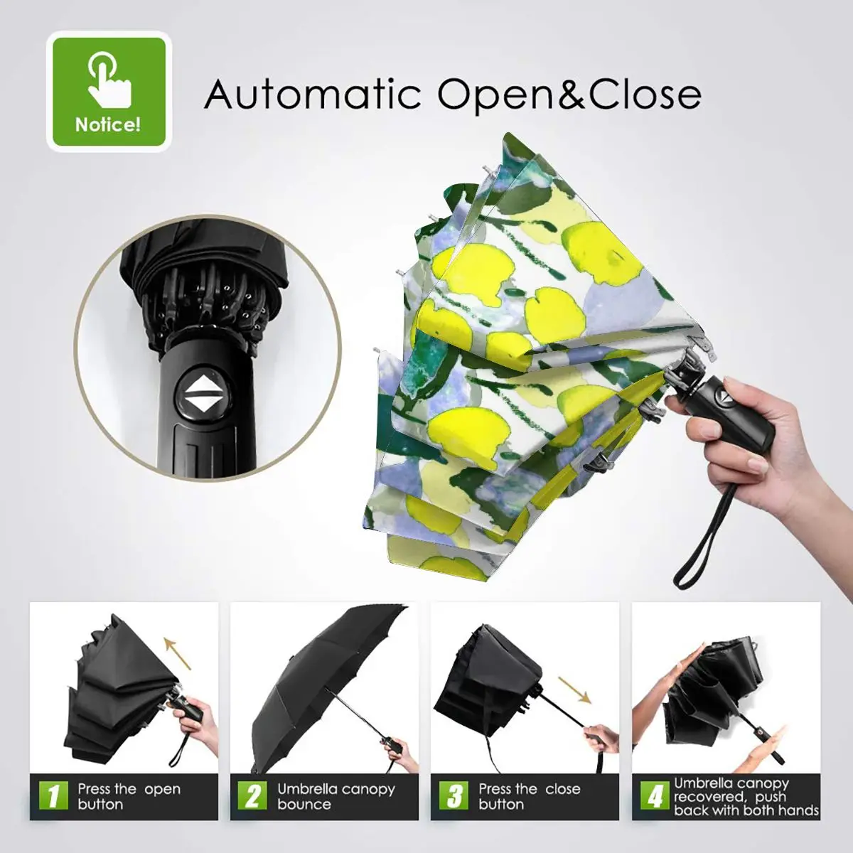 Comprare Acquerello Fiori Antivento Automatico Pieghevole Invertito Ombrello Portatile Paraguas Per Uomo Donna