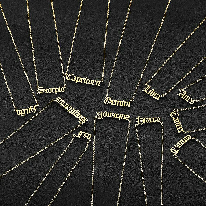 2020 Style Constellation Zodiac Necklaces Jewelry for Women Fashion Designed Letter Sagittarius Leo Collier | Украшения и