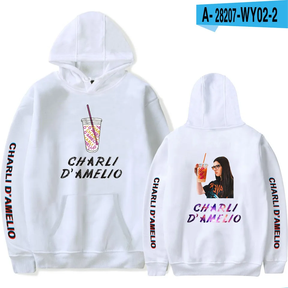 Модные толстовки Charli DAmelio свитшоты для мальчиков и девочек пуловер Kpop с капюшоном
