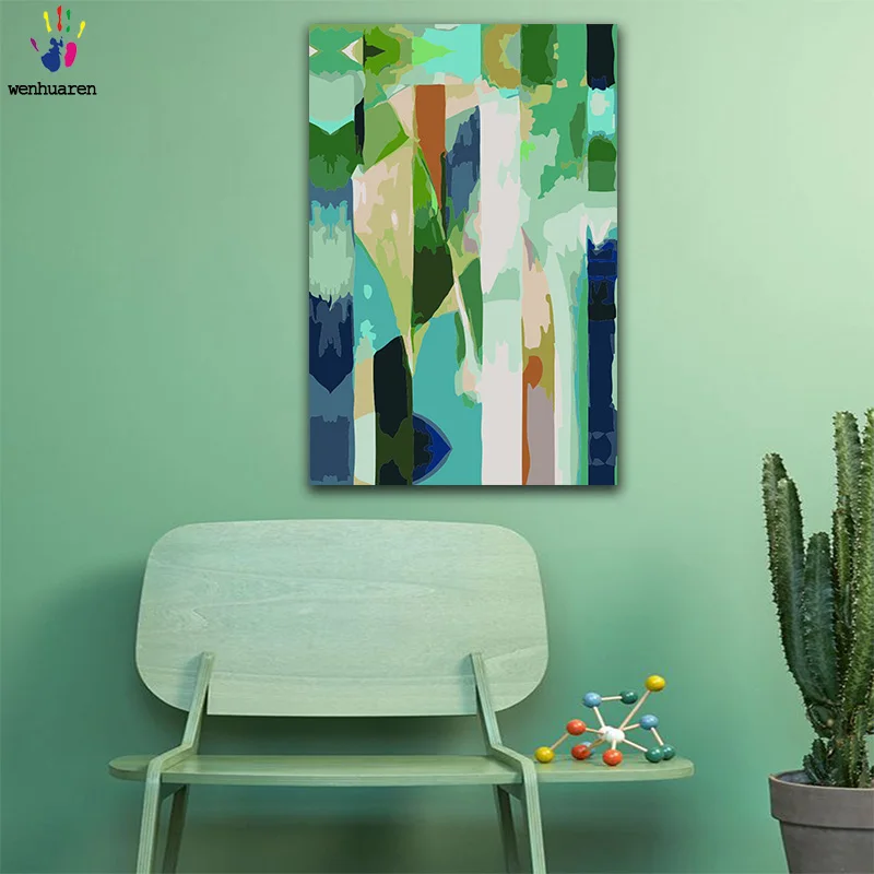 DIY картинки для раскраски по номерам с зеленым абстрактным цветным блоком