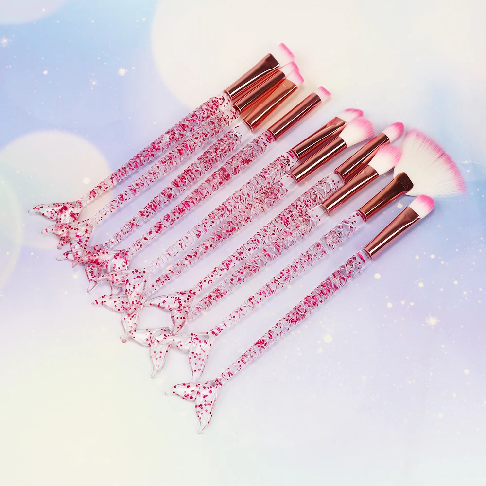 Набор розовых кистей для макияжа русалка 10 шт. | Красота и здоровье