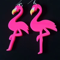 yaologe sexy flamingo pink beautiful new animal acrylic drop earrings fashion big hanging non allergic women jewelry wholesale