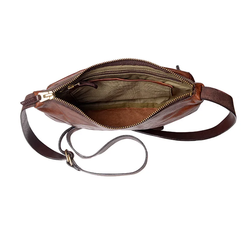 Fashion simple genuine leather small satchel vintage natural cowhide men's trend shoulder bag casual art daily messenger bag