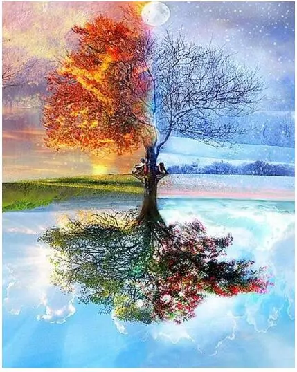 Набор для рисования по номерам на дереве четыре сезона взрослых|Картины номерам|