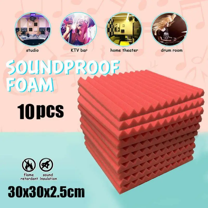 Newest 30*30*2.5cm Studio Acoustic Soundproof Foam Sound Absorption Treatment Panel Tile Wedge Protective Sponge 10PCS | Дом и сад