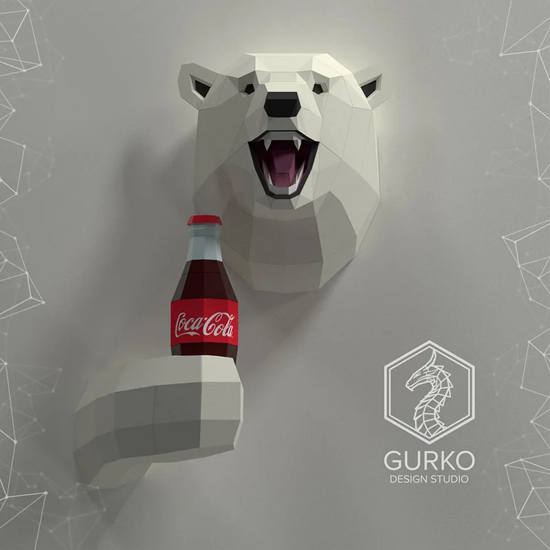 3D &quotсделай сам&quot Полярный медведь Мороженое Бумага модель настенное украшение
