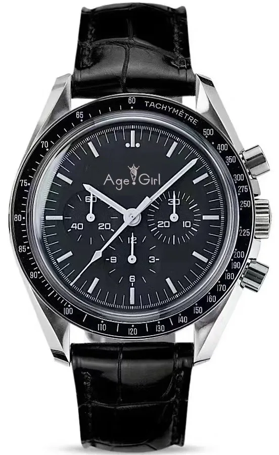 

Luxury New Men Automatic Mechanical Watches Speed Luminous Black Leather Ceramic Bezel Crystal Sapphire Glass Back AAA+