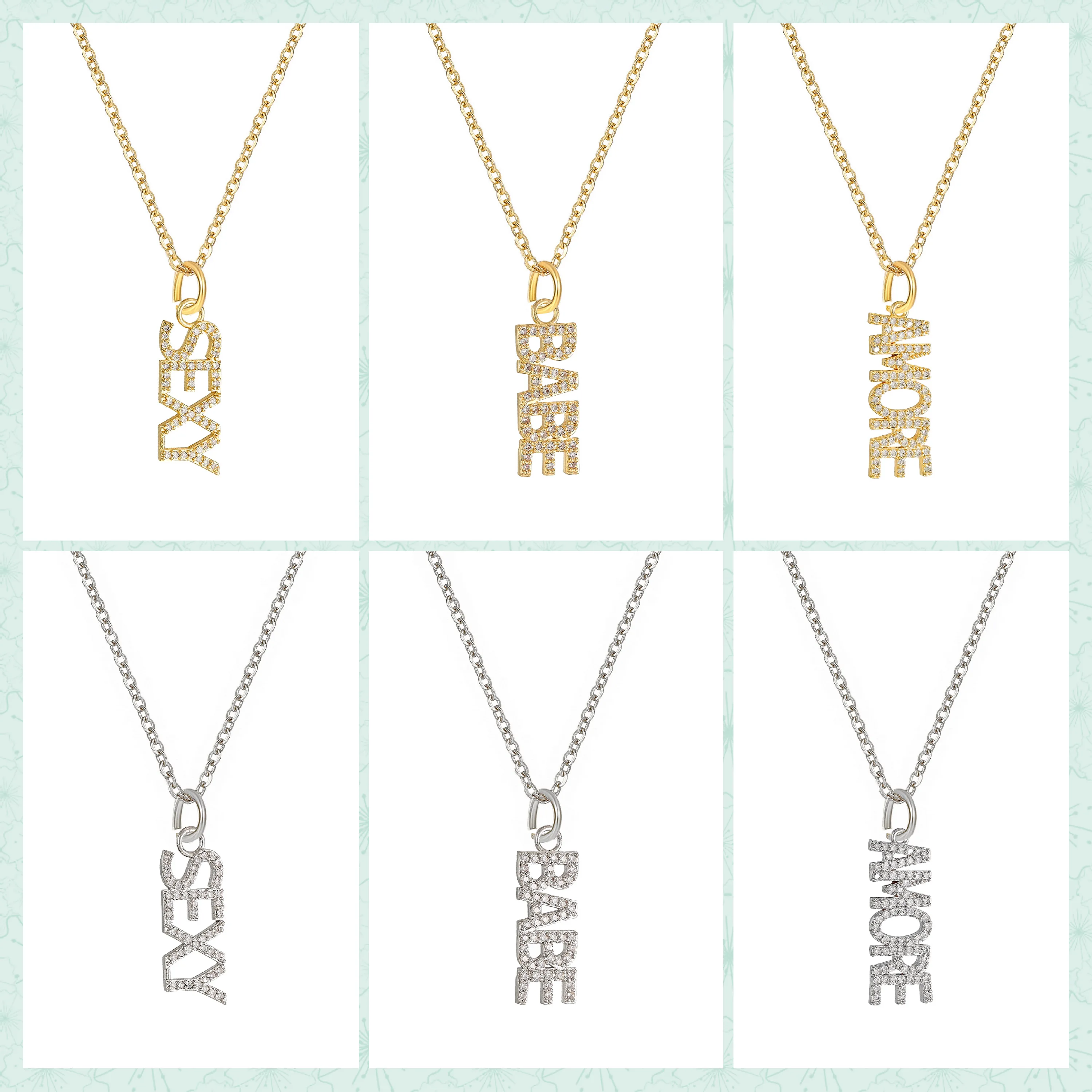 Изящное английское ожерелье с буквенным принтом золотистого и серебряного цвета