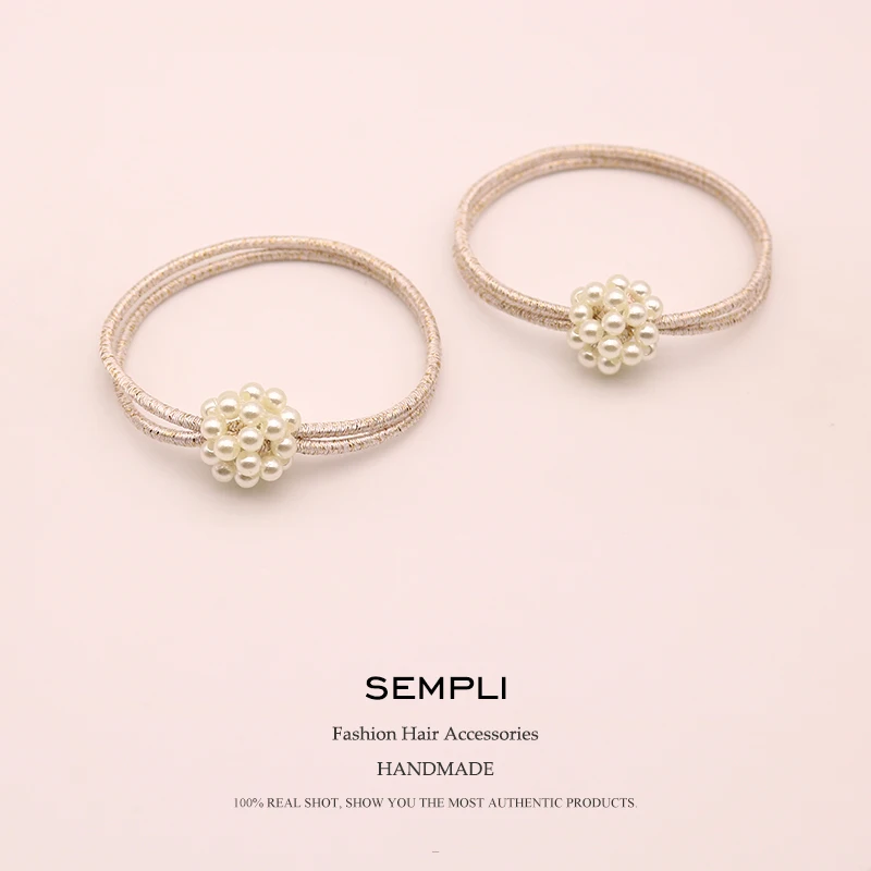 Резинка для волос Sempli милые эластичные ленты с жемчужинами ручной работы цветком