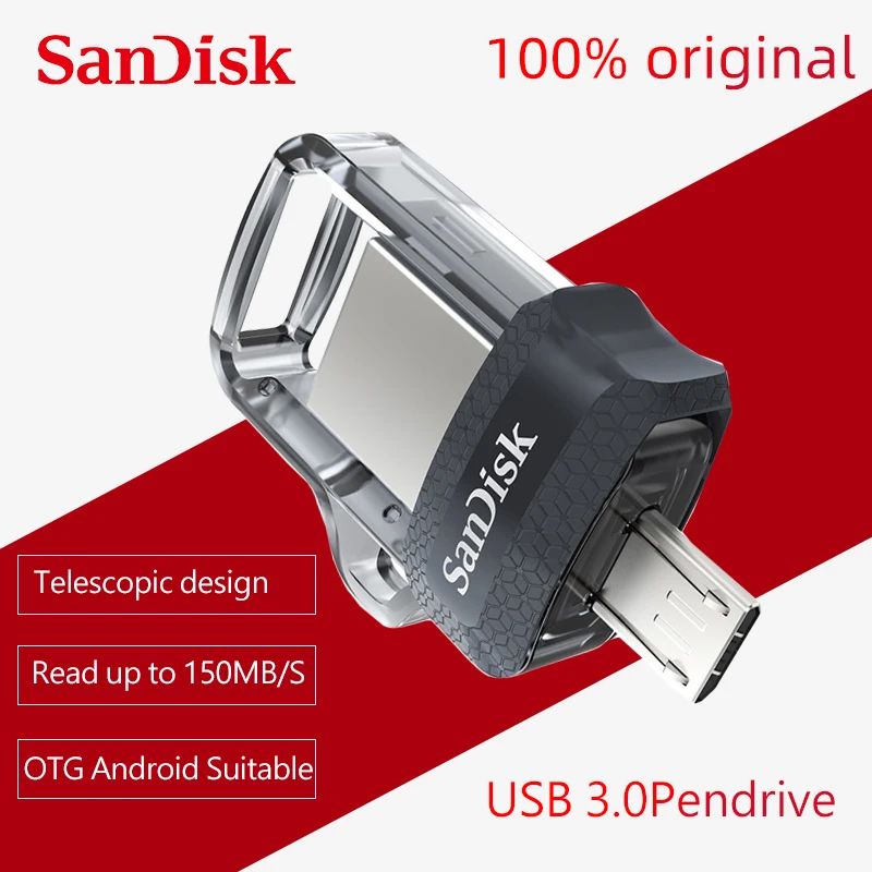

SanDisk Ultra Dual Drive M3.0 Pendrive 256GB 128GB 64GB 32GB 16GB Micro USB 3.0 Dual Slot OTG Memory Stick U Disk For Phone/PC