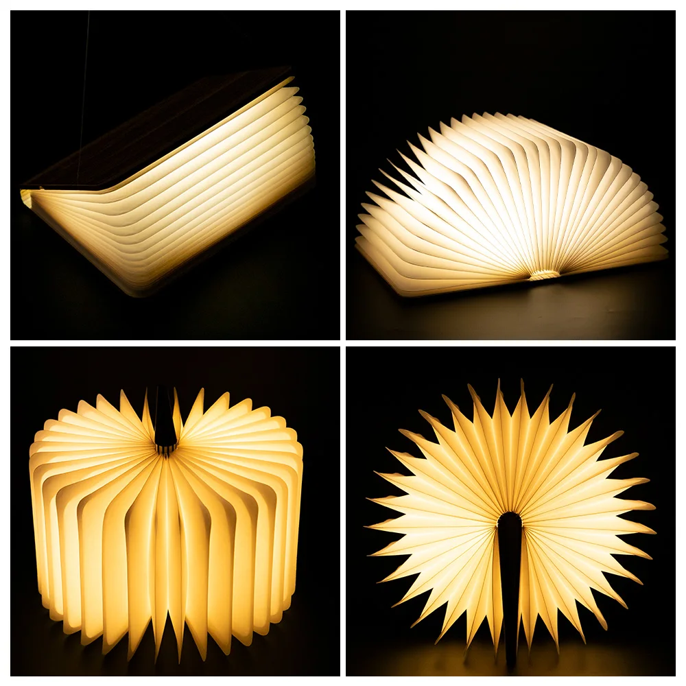 

LED Wooden Book Lamp Night Lights Children USB Book Shape Bedside Bright Table Reading Lamp Bedroom Art Decor Book Light Gift