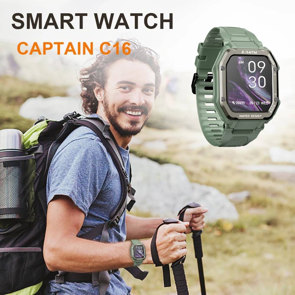 

Ideapro Captian C16 Smart Watch Heart Rate Blood Pressure Monitor 1.7 inch Screen Fitness Tracker Bracelet for Android IOS