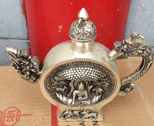 + Бесплатная доставка тибетская Классическая Бронзовая покрытая серебряная