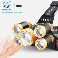 super bright led headlamp with sensor headlight waterproof zoomable use 218650 battery suitable for expedition fishing etc
