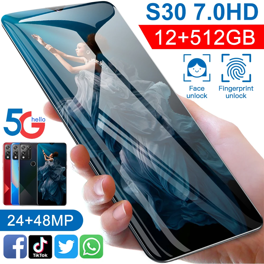 

Galax S30 Snapdragon888 Smartphone 12+512GB 7.0Inch Big Screen Deca Core Big Battery Dual SIM Android10.0 5800mAh Mobile Phone