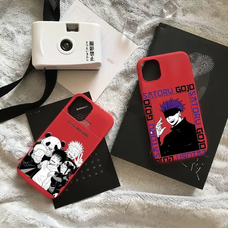

Jujutsu Kaisen Anime Phone Case Red Candy Color for iPhone 11 12 mini pro XS MAX 8 7 6 6S Plus X SE 2020 XR