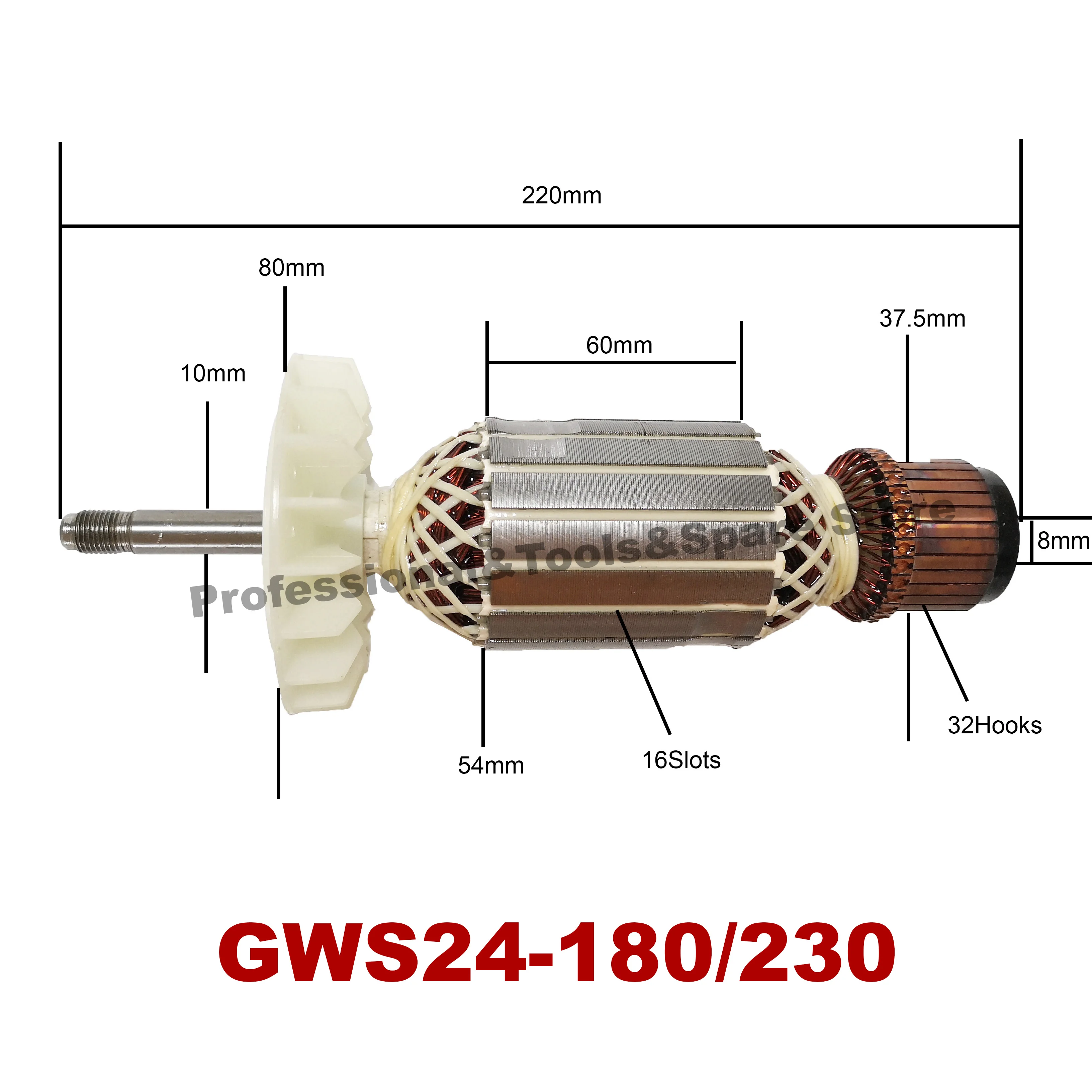 GWS24-180 230 AC220V-240V якоря Ротор двигателя Замена для BOSCH GWS20-180 230, GWS21-180 230, GWS22-180 230, GWS23-180 230, GWS24-180 230 - Цвет: GWS24-180 230