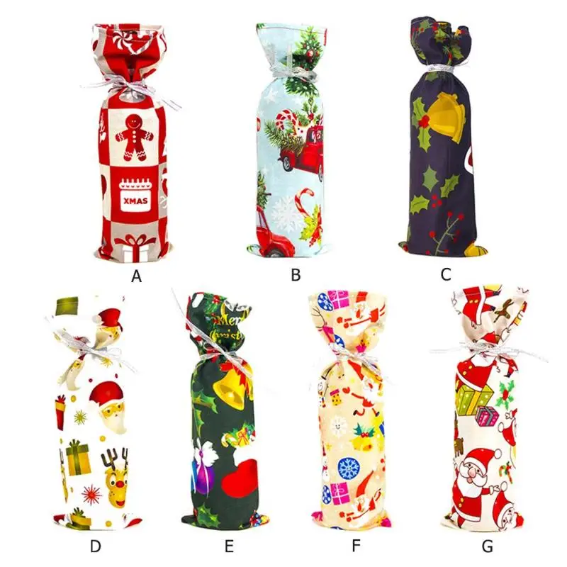 Рождественская бутылка вина ткань покрытие полиэстер хлопок бархат несколько