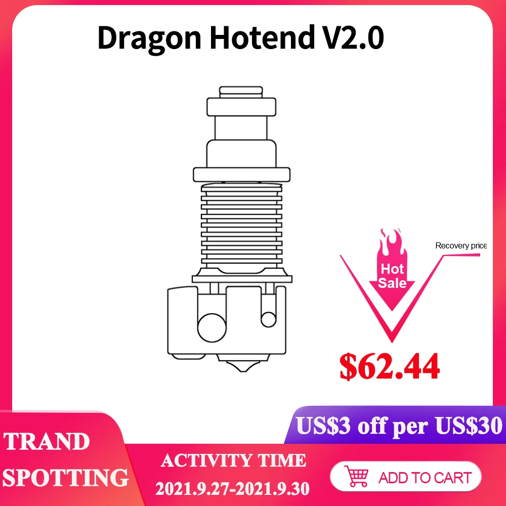 BIQU Dragon Hotend V2.0 3D Printer Extrusion Head for V6 Hotend for TITAN BMG Direct drive Bowden 3d Printer Upgrade Part